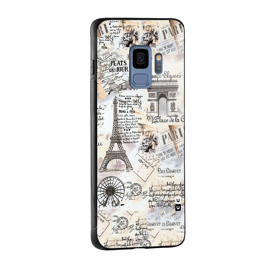 Paris Paper Glass Back Case for Galaxy S9
