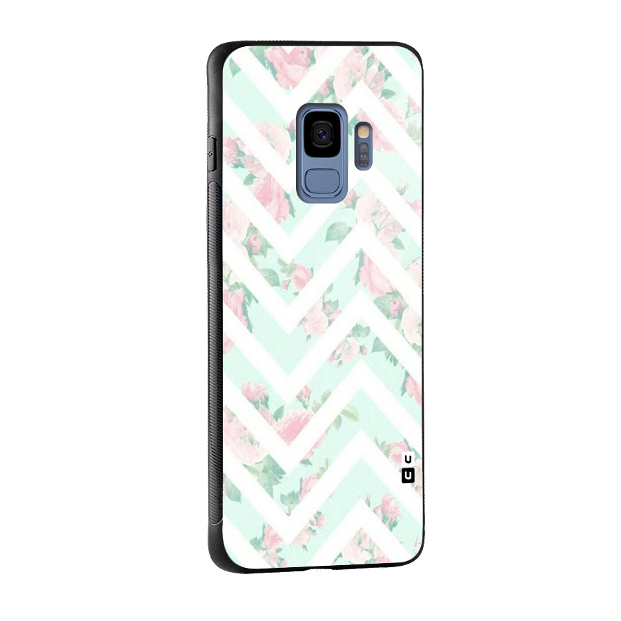Pastel Floral Zig Zag Glass Back Case for Galaxy S9