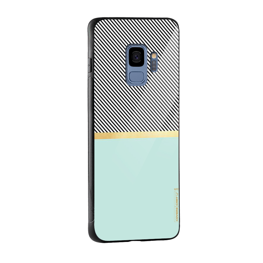 Pastel Green Base Stripes Glass Back Case for Galaxy S9