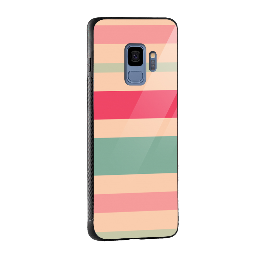 Pastel Stripes Vintage Glass Back Case for Galaxy S9