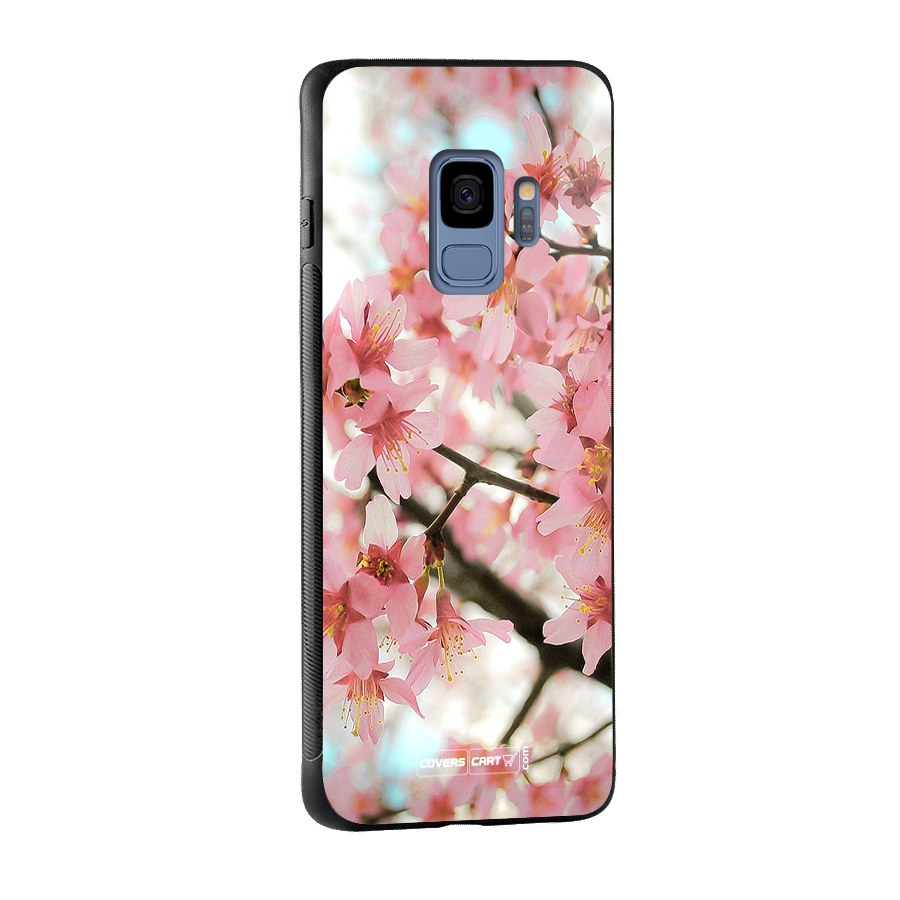 Peach Floral Glass Back Case for Galaxy S9