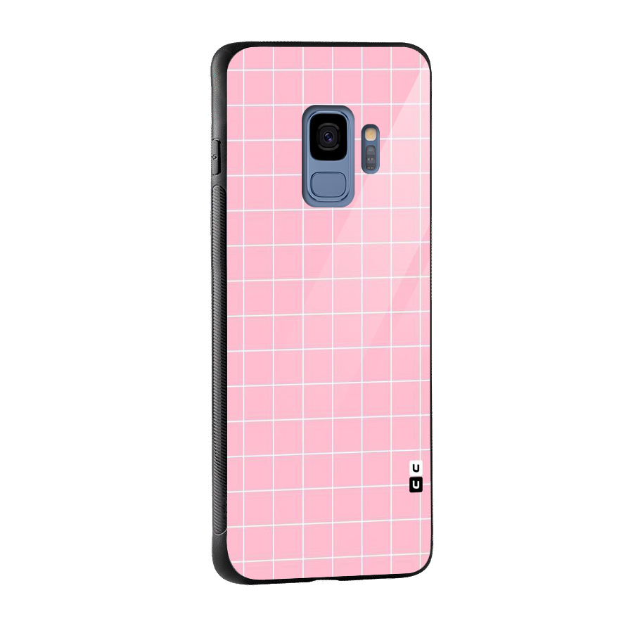 Pink Checks Glass Back Case for Galaxy S9