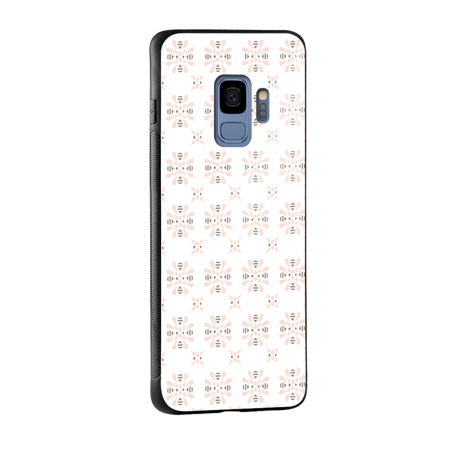 Pink Floral Pattern Glass Back Case for Galaxy S9