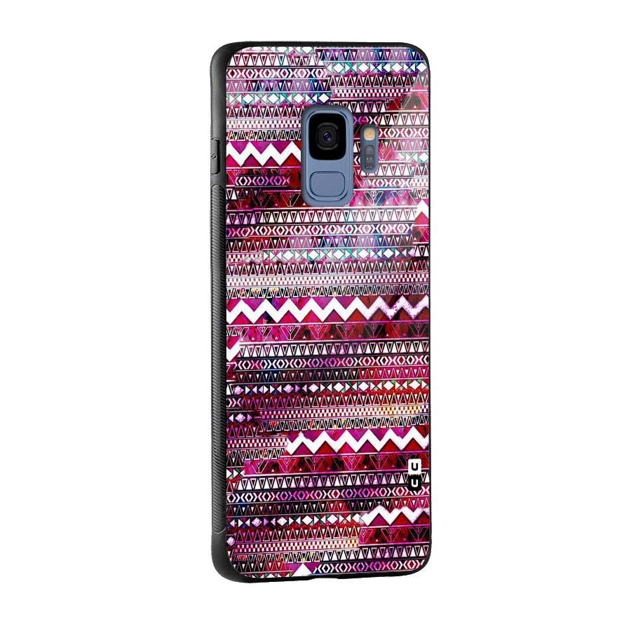 Pink Indie Pattern Glass Back Case for Galaxy S9