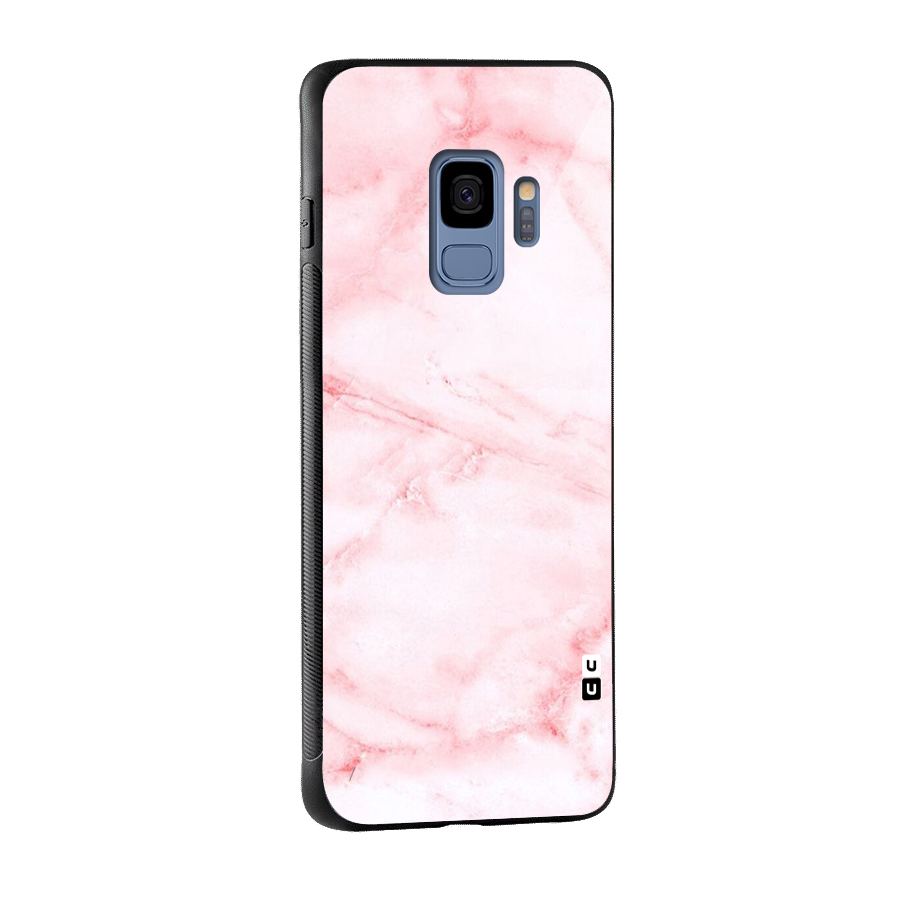 Pink Marble Print Glass Back Case for Galaxy S9