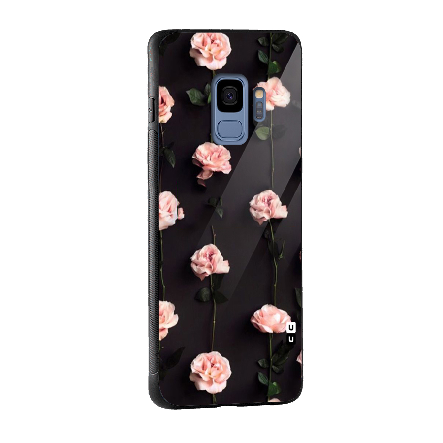 Pink Roses Glass Back Case for Galaxy S9