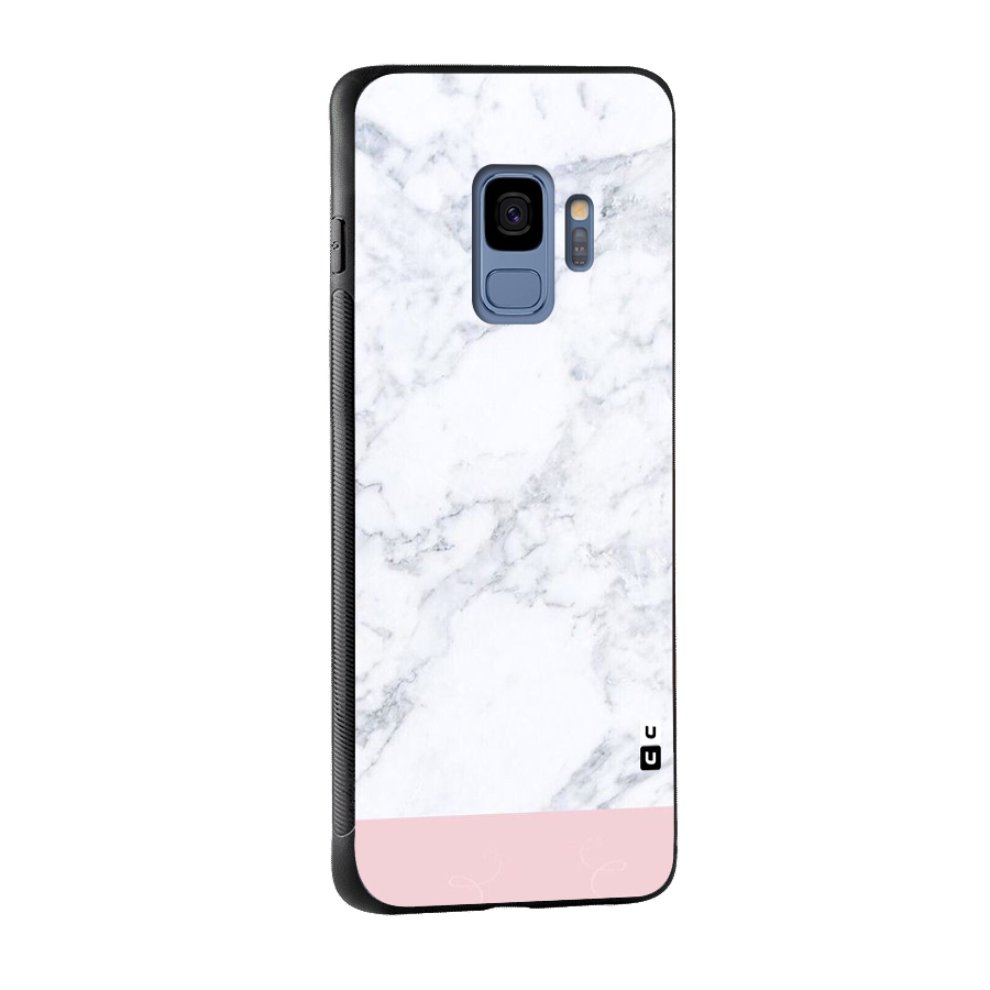 Pink White Merge Marble Glass Back Case for Galaxy S9
