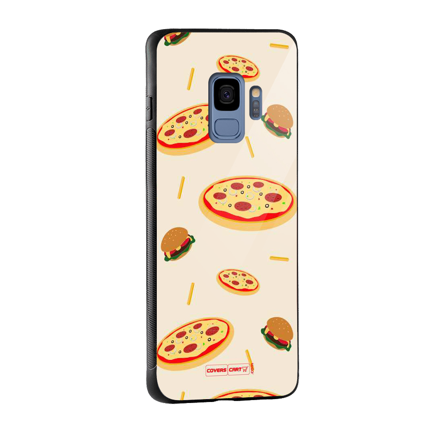 Pizza and Burger Love Glass Back Case for Galaxy S9
