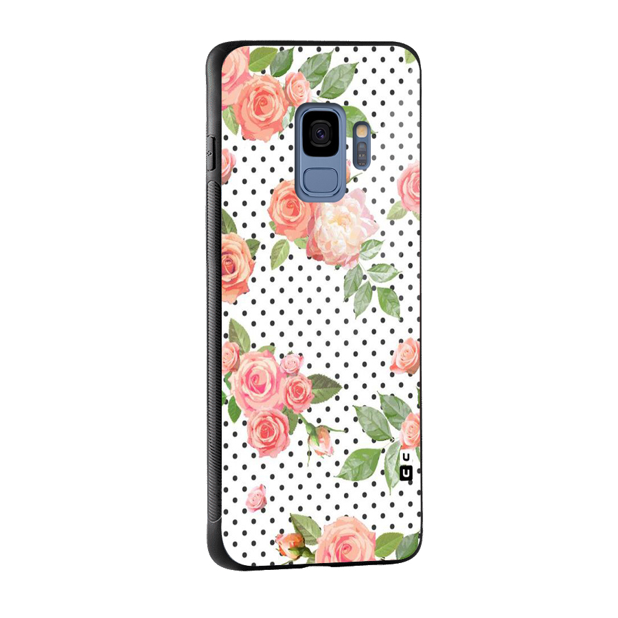 Polka Bloom White Glass Back Case for Galaxy S9