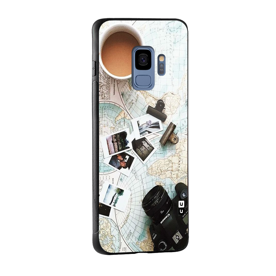 Post Stamps Travel Glass Back Case for Galaxy S9