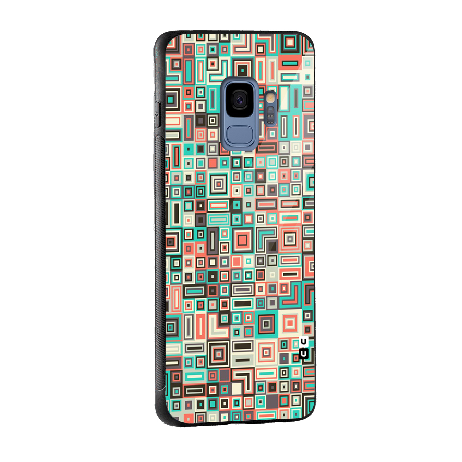 Pretty Boxes Design Glass Back Case for Galaxy S9