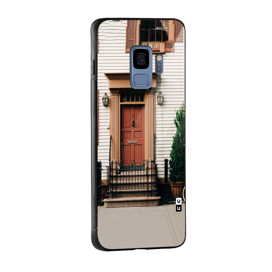 Pretty Orange Door Glass Back Case for Galaxy S9