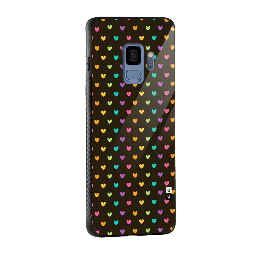 Rainbow Hearts Glass Back Case for Galaxy S9