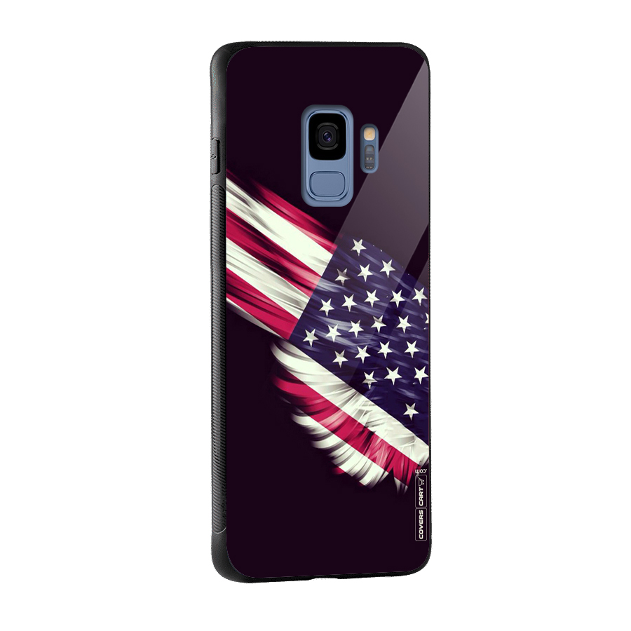 Red And White Stripes Stars Glass Back Case for Galaxy S9