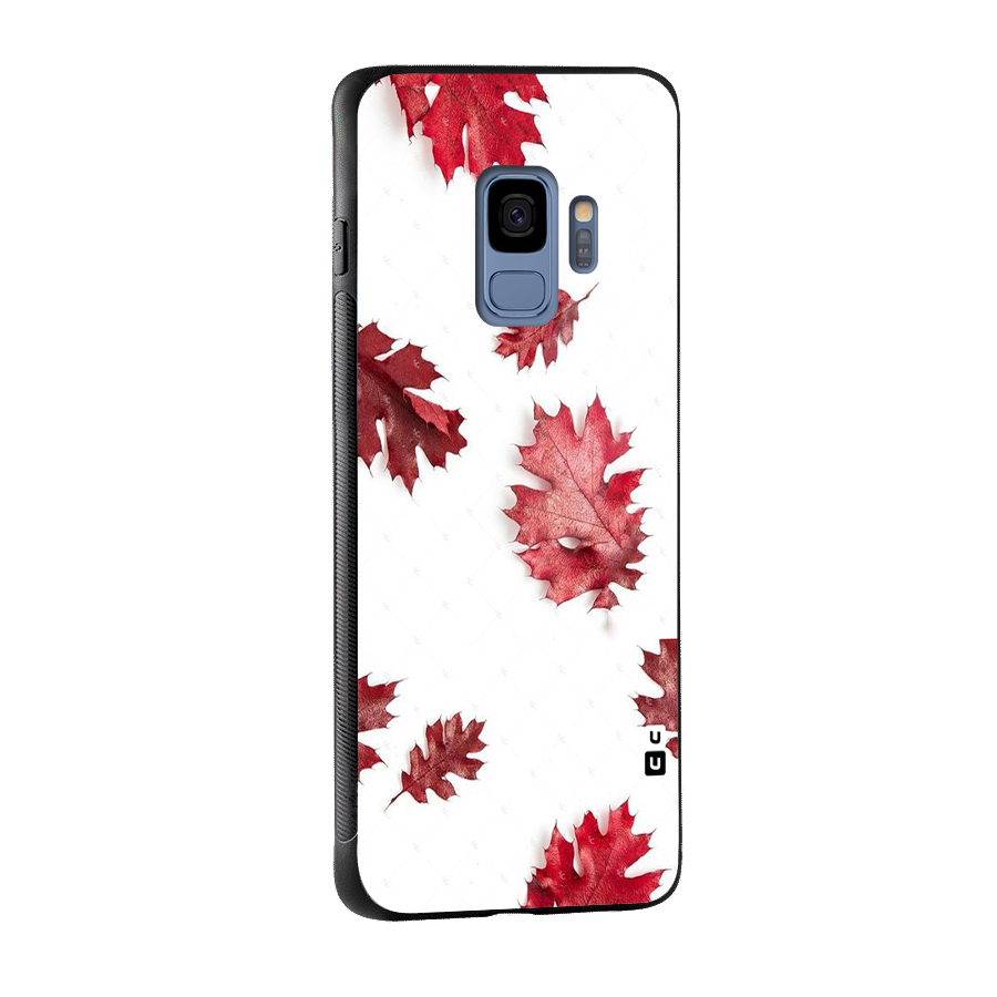 Red Appealing Autumn Leaves Glass Back Case for Galaxy S9