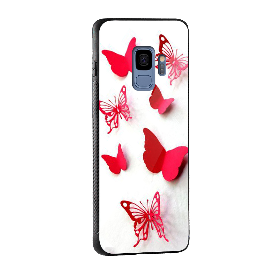 Red Butterflies Glass Back Case for Galaxy S9