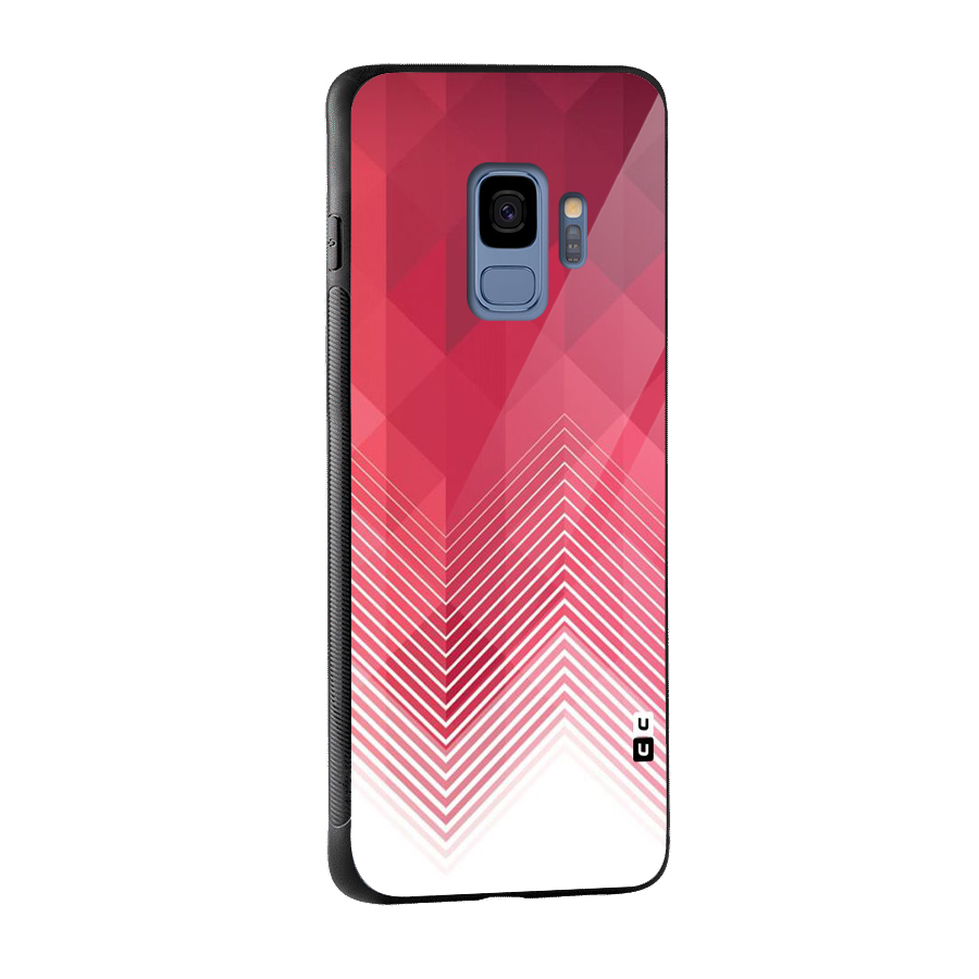 Red Chevron Abstract Glass Back Case for Galaxy S9