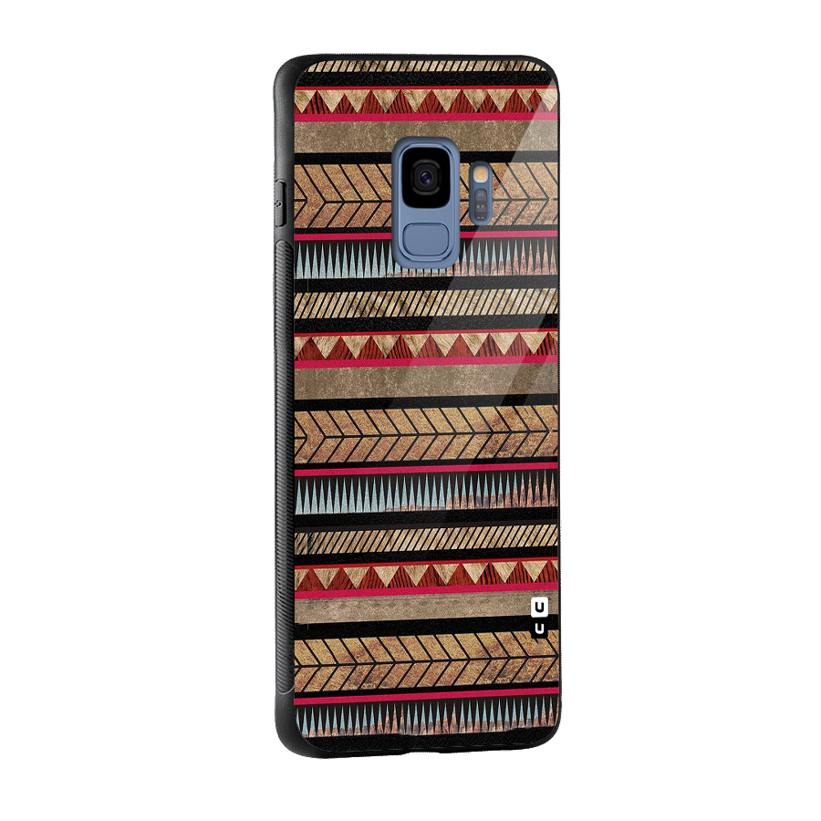 Red Indie Pattern Glass Back Case for Galaxy S9