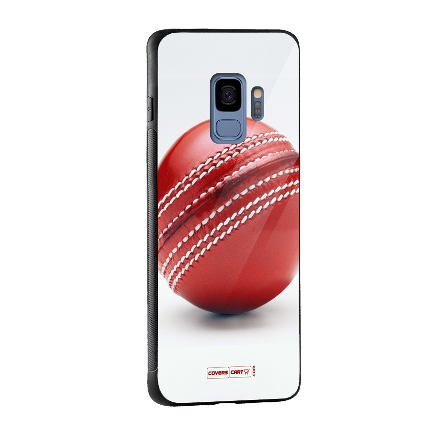 Red International Cricket Ball Glass Back Case for Galaxy S9