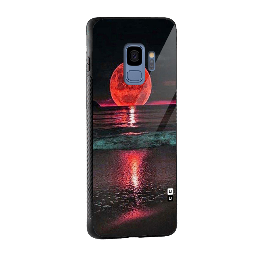 Red Sun Ocean Glass Back Case for Galaxy S9
