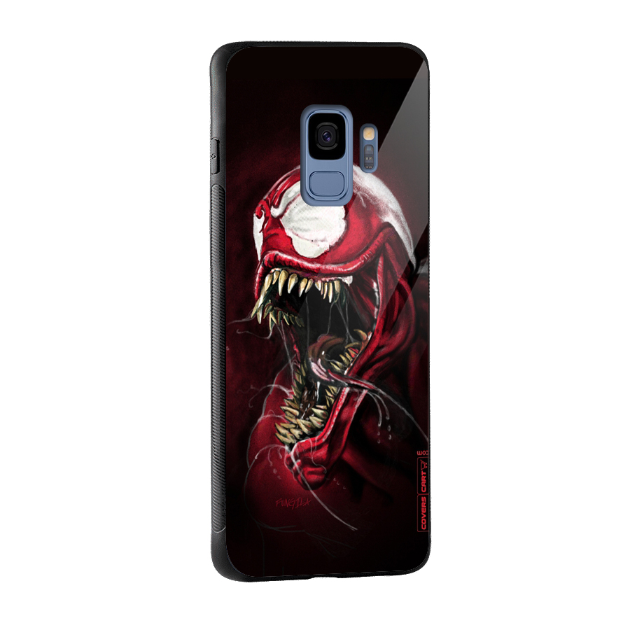 Red Venom Artwork Glass Back Case for Galaxy S9