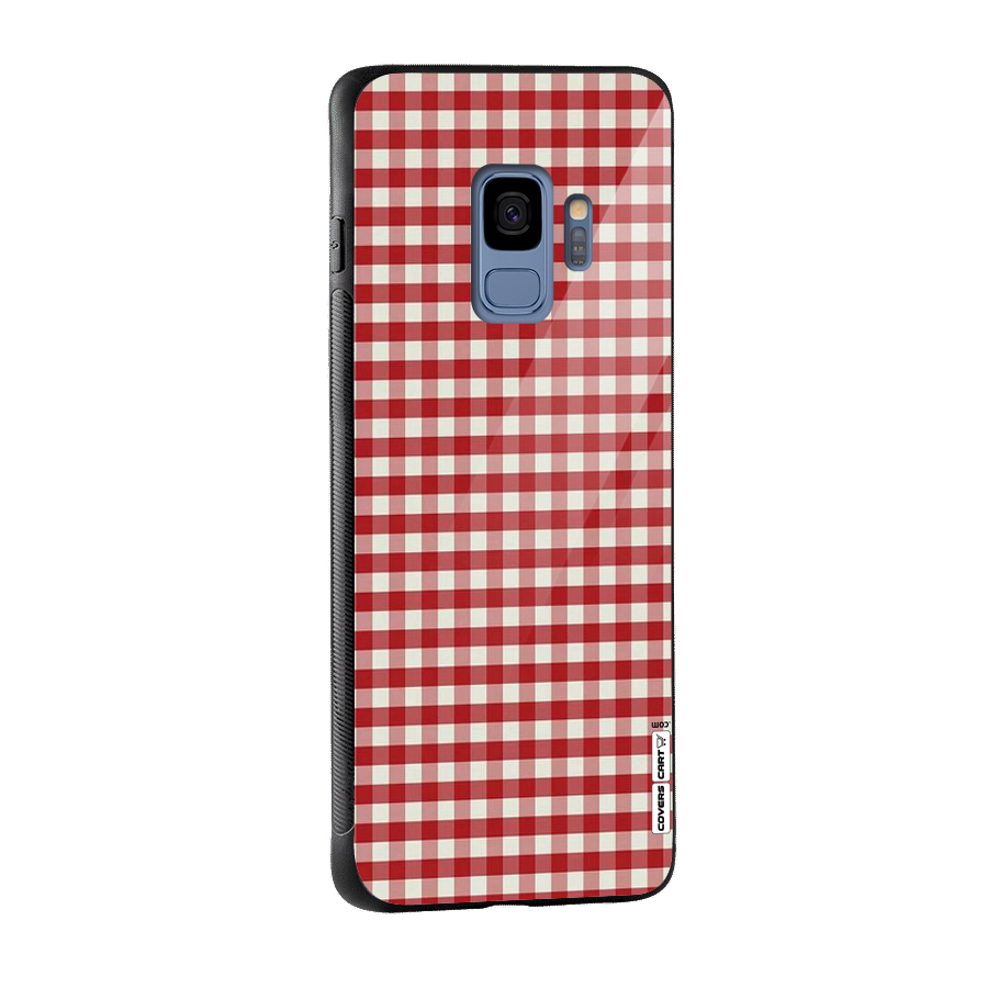 Red White Check Glass Back Case for Galaxy S9