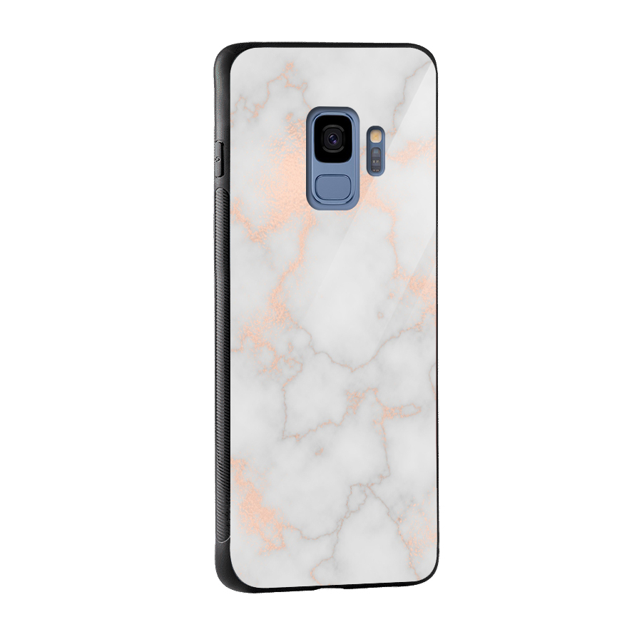 RoseGold Marble Glass Back Case for Galaxy S9