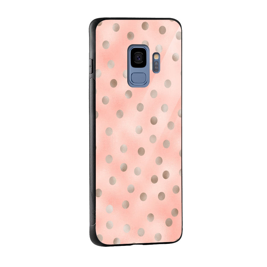 RoseGold Polka Dots Glass Back Case for Galaxy S9