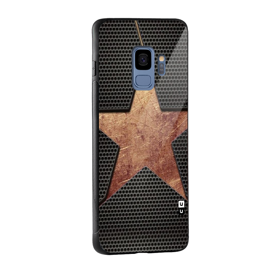 Rugged Gold Star Glass Back Case for Galaxy S9