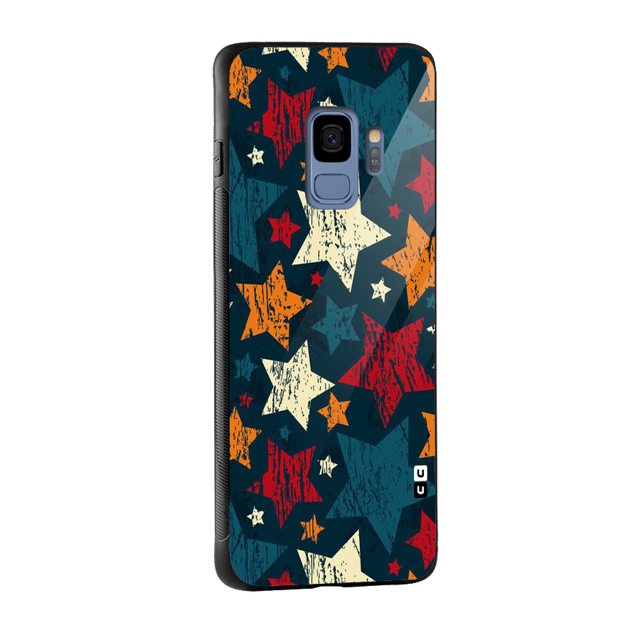 Rugged Star Design Glass Back Case for Galaxy S9