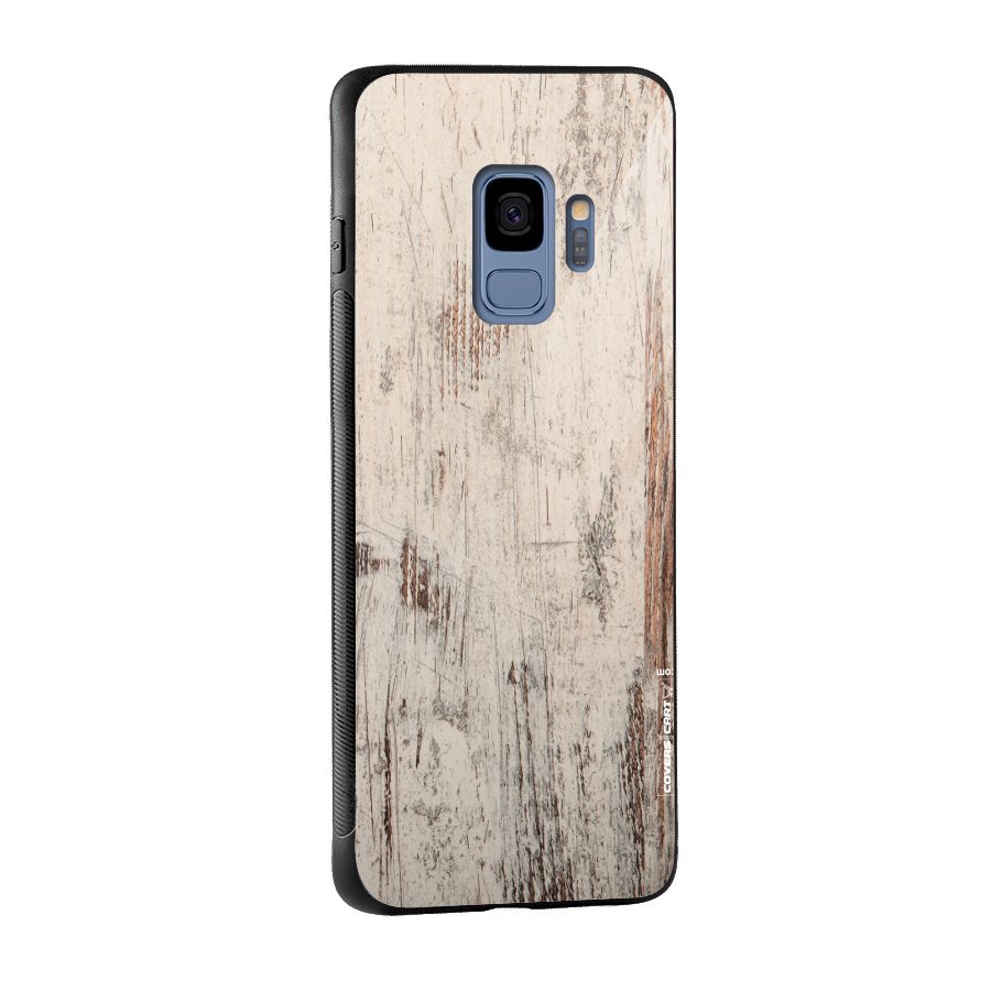 Rugged Wooden Texture Glass Back Case for Galaxy S9