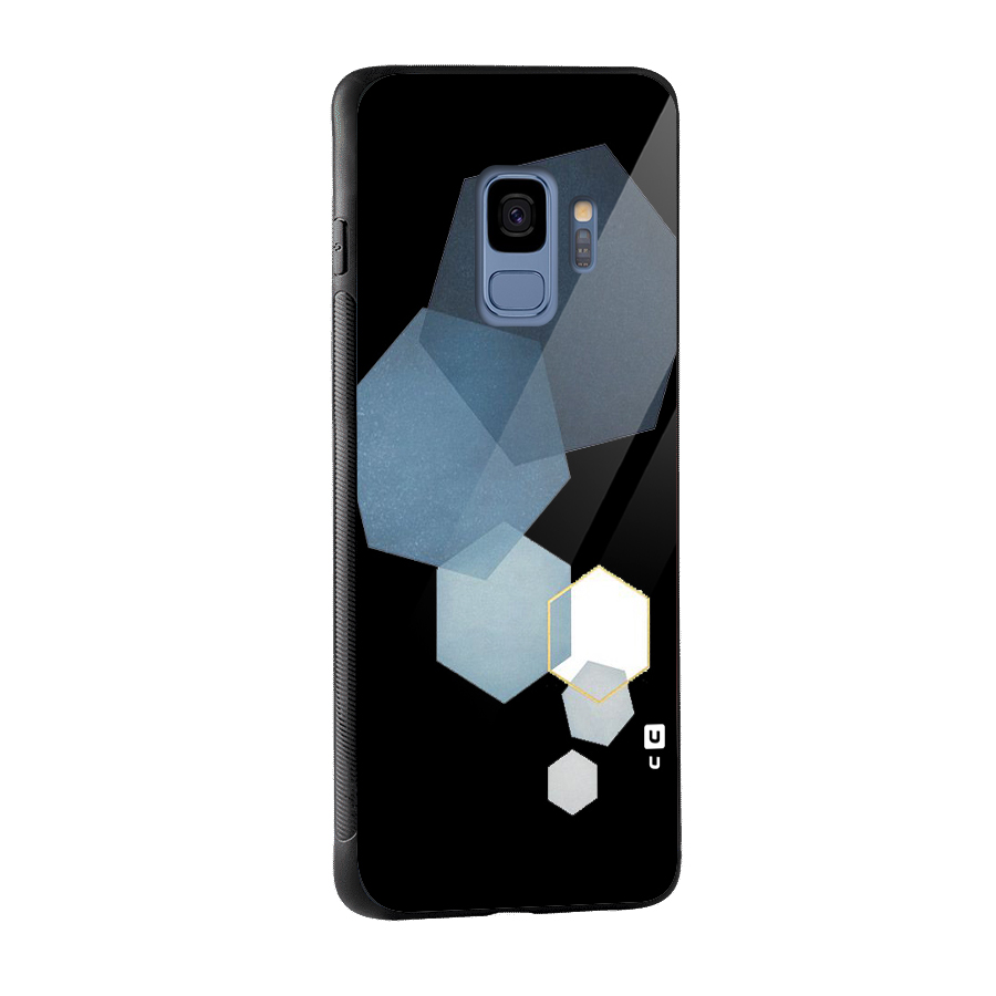 Shades Of Blue Shapes Glass Back Case for Galaxy S9