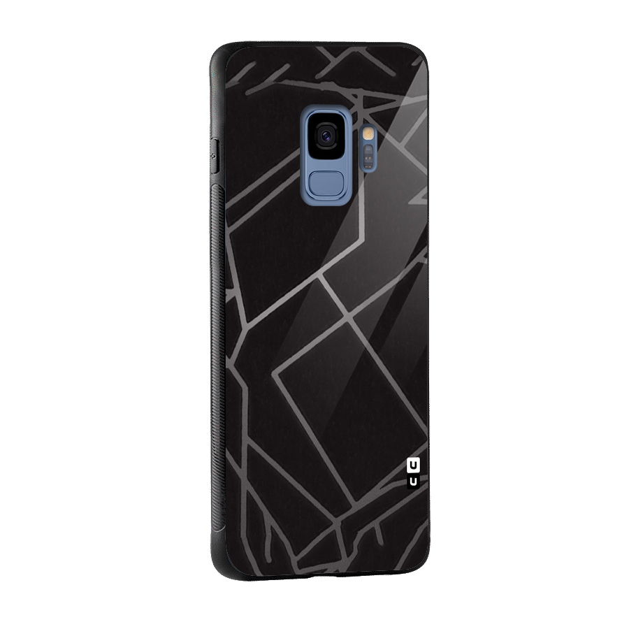 Silver Angle Design Glass Back Case for Galaxy S9