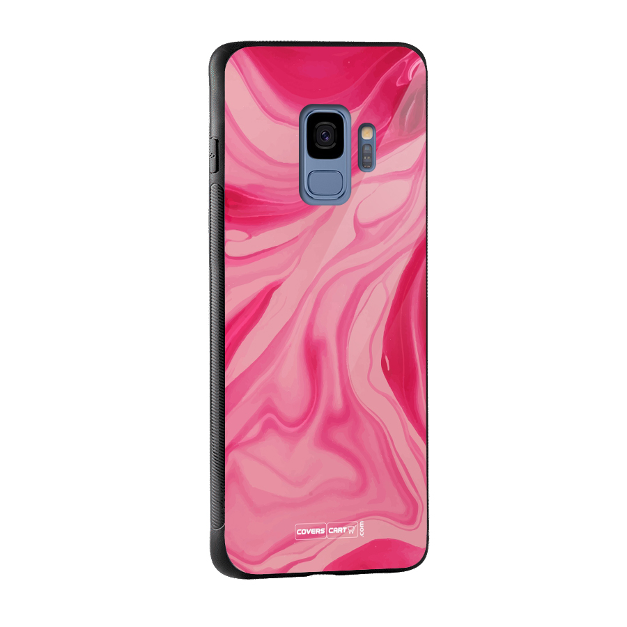 Sizzling Pink Marble Texture Glass Back Case for Galaxy S9