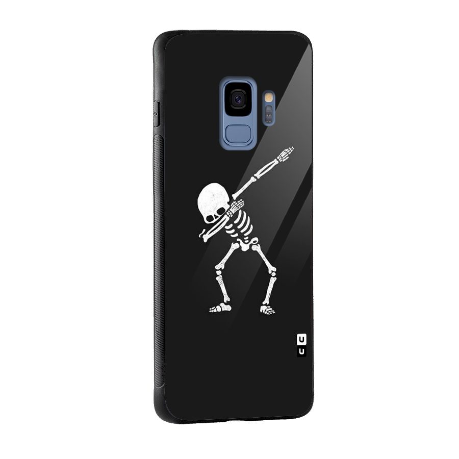 Skeleton Dab White Glass Back Case for Galaxy S9