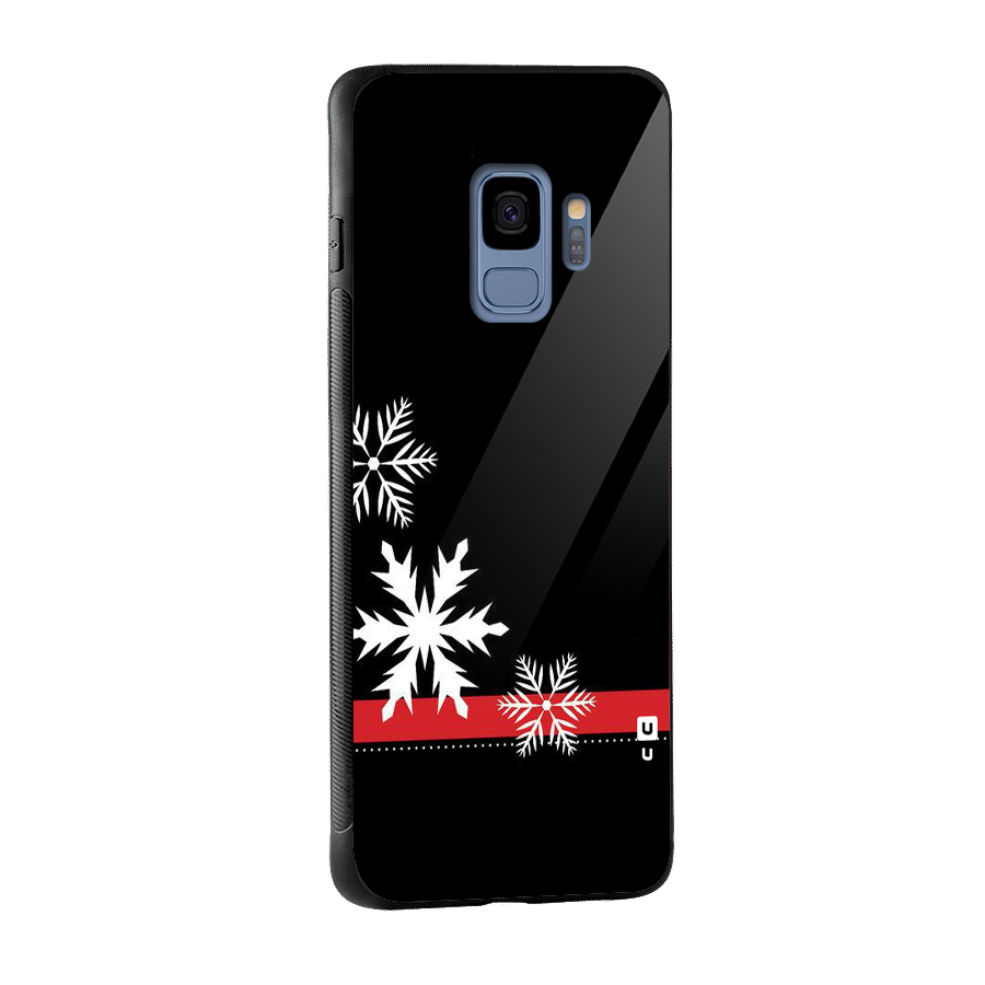 Snowflake Ribbon Glass Back Case for Galaxy S9