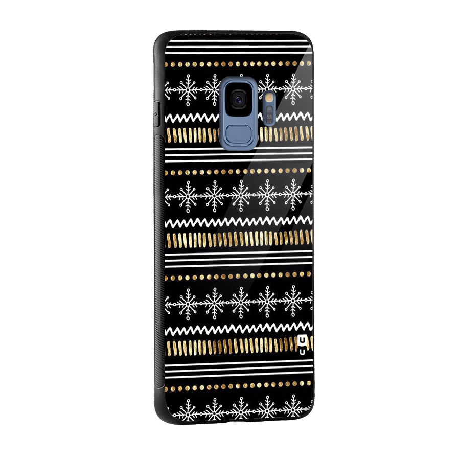 Snowflakes Gold Glass Back Case for Galaxy S9