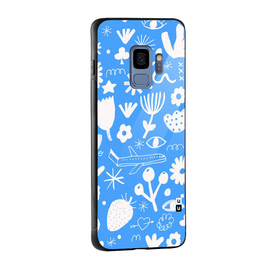 Space Blue Pattern Glass Back Case for Galaxy S9