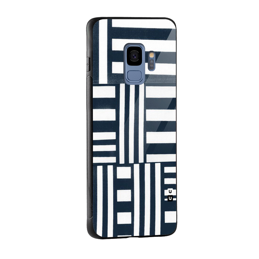 Square  Stripes Glass Back Case for Galaxy S9
