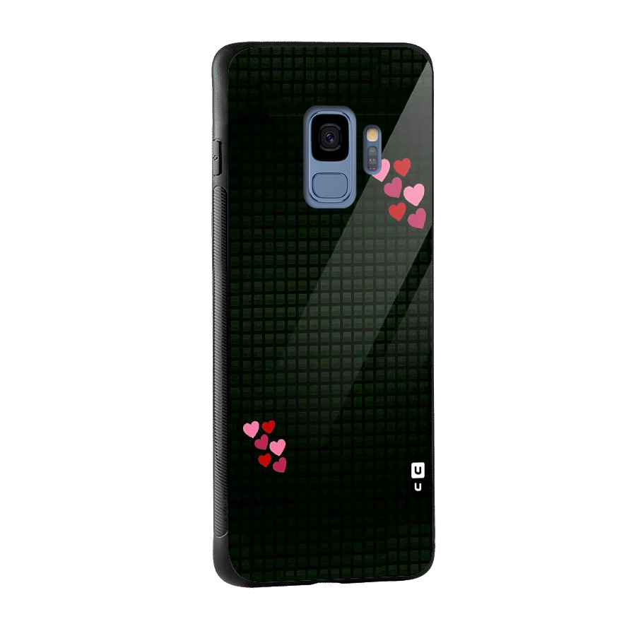 Square and Hearts Glass Back Case for Galaxy S9
