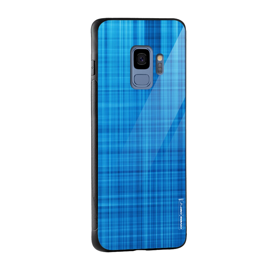 Stripe Blue Abstract Glass Back Case for Galaxy S9