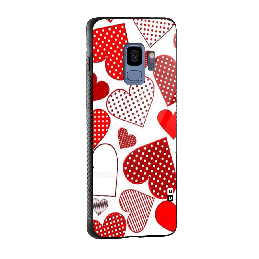 Style Hearts Glass Back Case for Galaxy S9