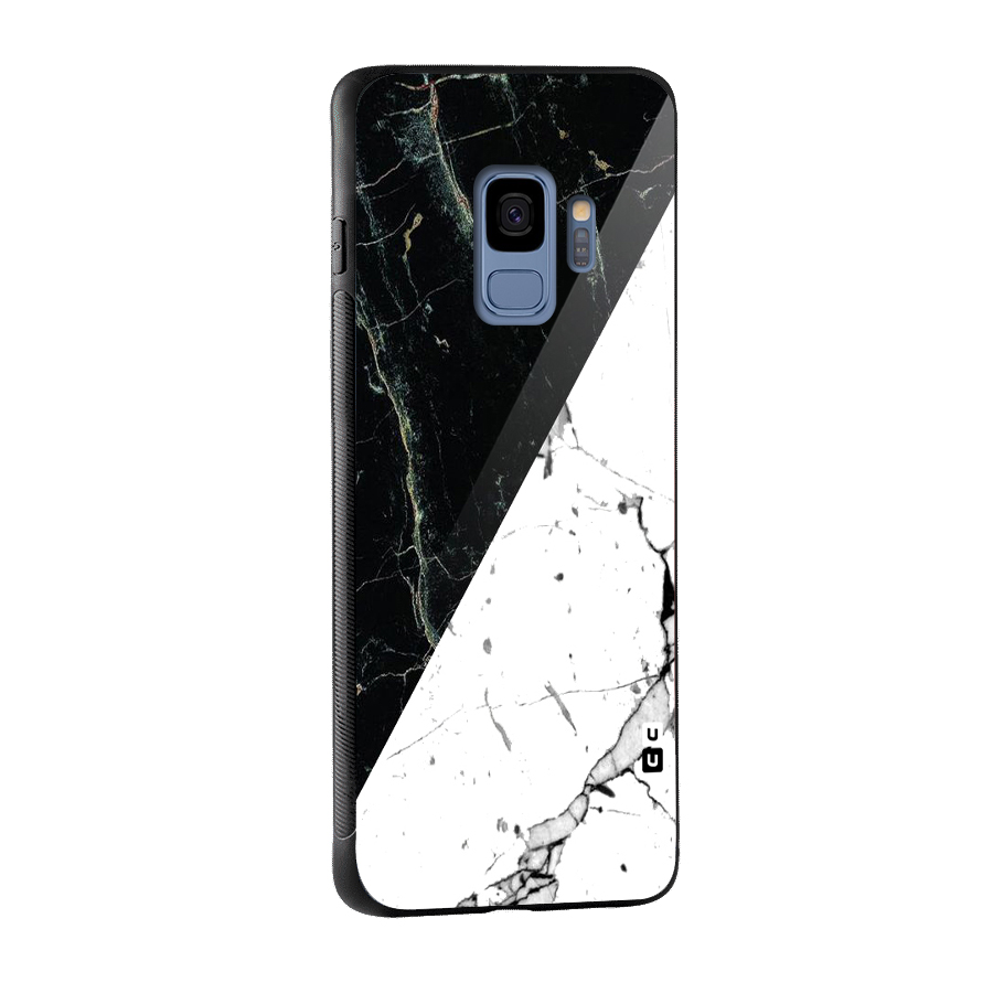 Stylish Diagonal Marble Glass Back Case for Galaxy S9