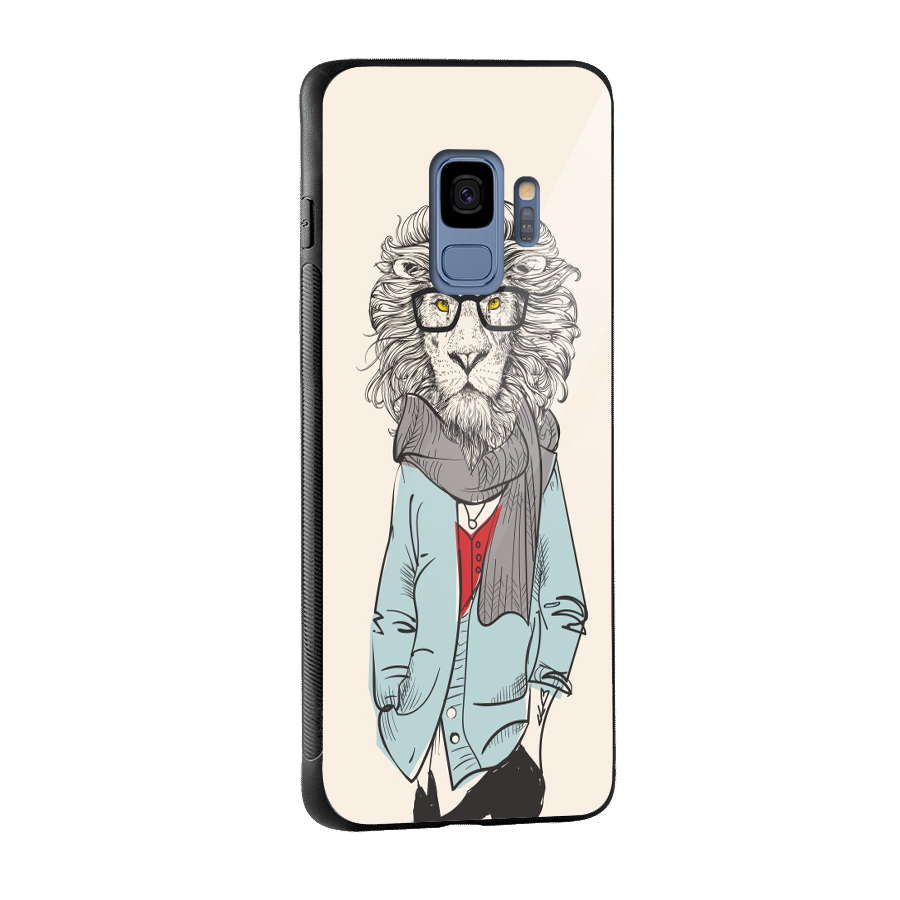 Stylish Lion Glass Back Case for Galaxy S9