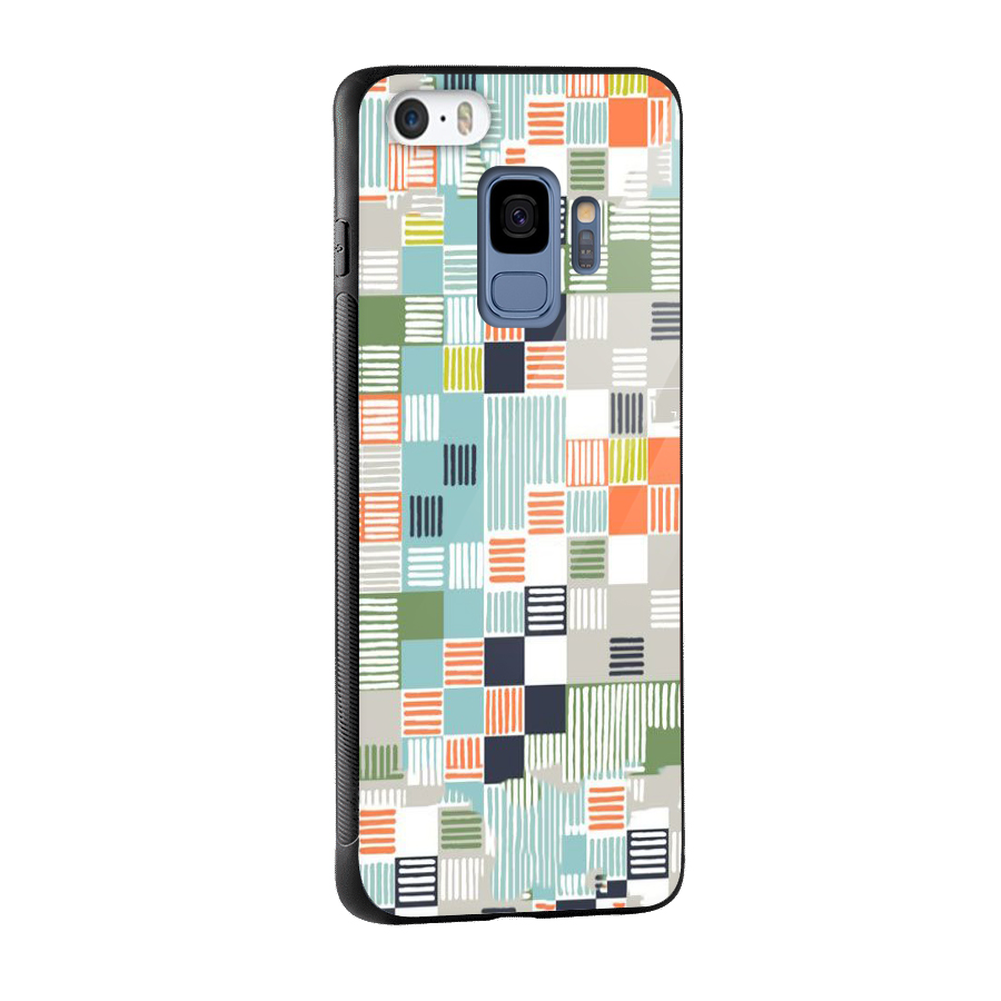 Tiny Boxes Stripes Glass Back Case for Galaxy S9