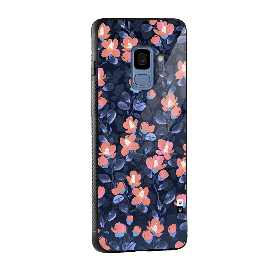 Tiny Peach Flowers Glass Back Case for Galaxy S9