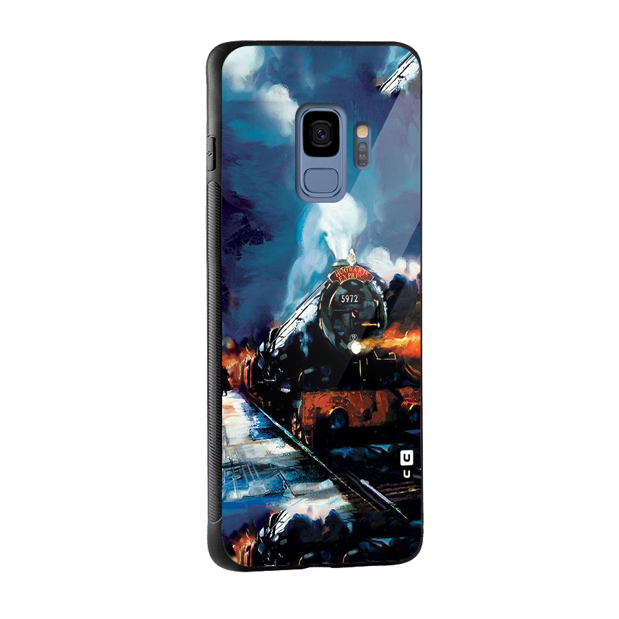 Train Art Glass Back Case for Galaxy S9