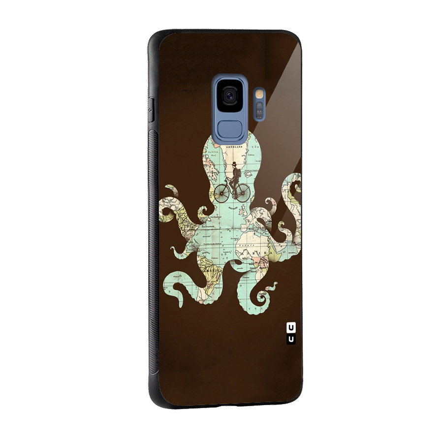 Travel Octopus Glass Back Case for Galaxy S9