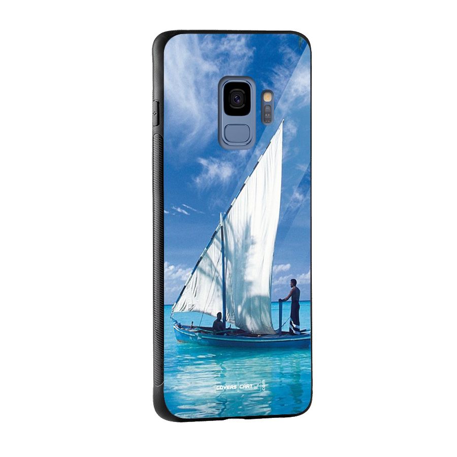 Travel Ship Glass Back Case for Galaxy S9