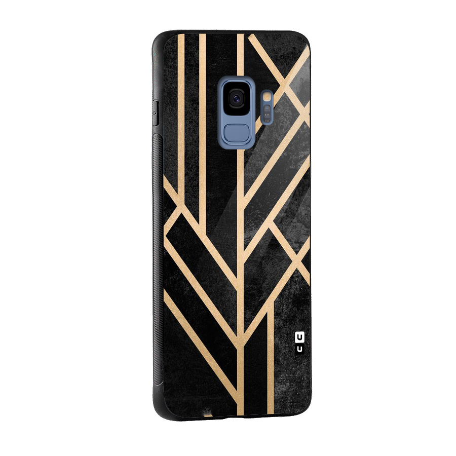 Tri Lines Gold Glass Back Case for Galaxy S9